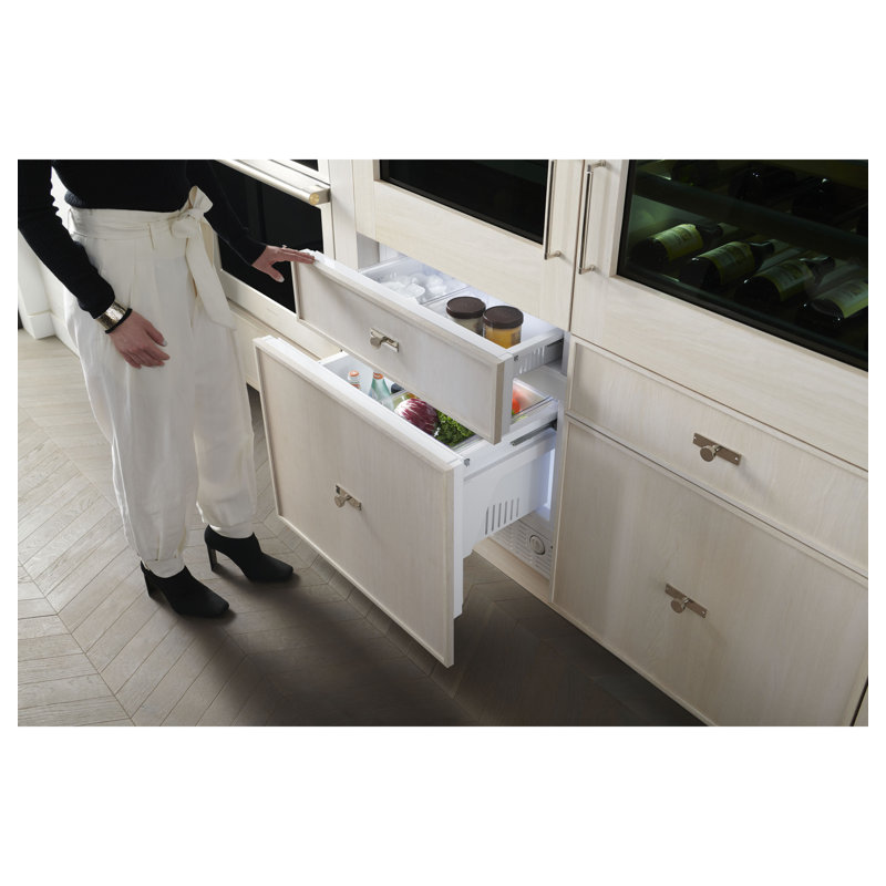 Monogram 30" W Integrated Customizable Refrigerator, Panel Ready, Right, Statement, 80" H Stainless Steel Panel