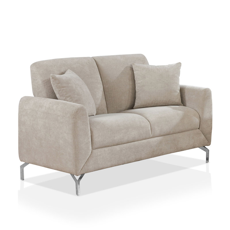 Causeuse à accoudoirs arrondis 55,5 po Dahlya, 100 % polyester gris clair