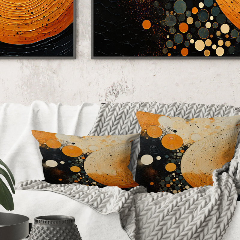 Coussin décoratif orange et noir Mid Century Organic Harmony - Abstract Midcentury