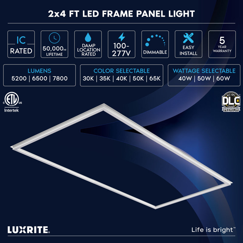 Dimmable Rectangle Flat Panel Ceiling Light