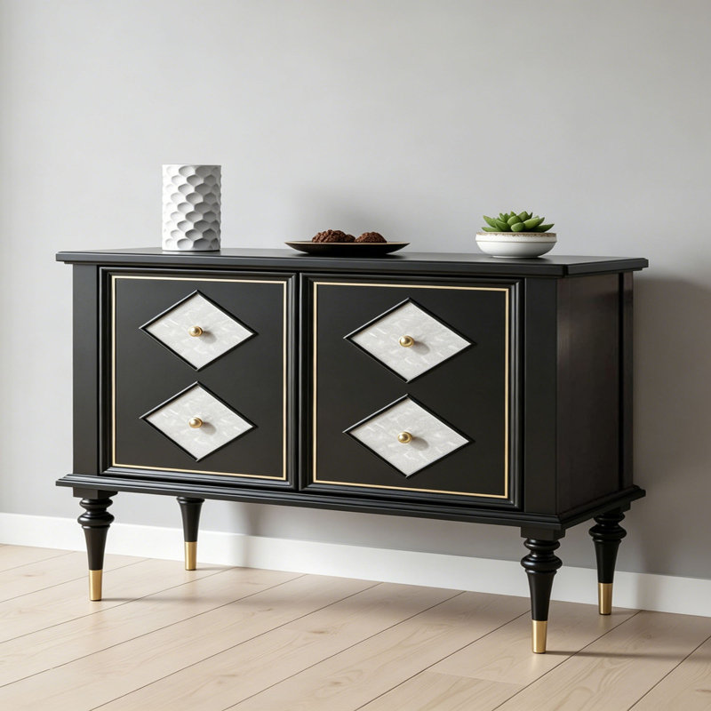 Buffet de rangement rétro de style français, H 33,46 po x l 51,18 po x P 15,74 po