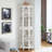 Corner Curio Cabinet With 4 Adjustable Tempered Glass Shelves And Lighting System, Solid Wood Legs,Acrylic Mirrored Back Panel(E26 Light Bulb Not Included)-515859048