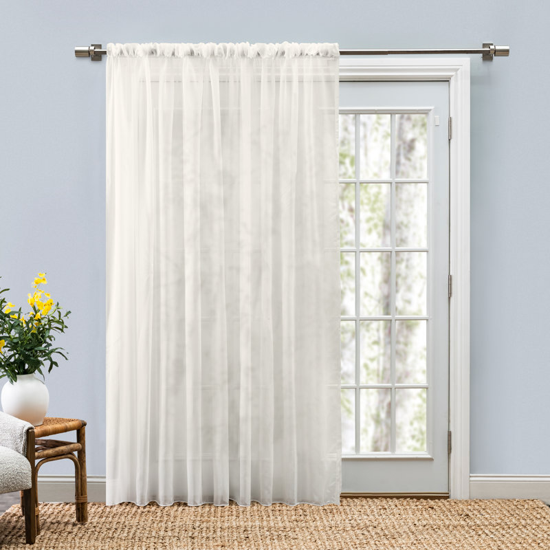 Stasia Delicate Semi-Sheer Single Panels & Extra Wide Rod Pocket Curtain Panels in Various Sizes, Ivory, 54" W x 96" L