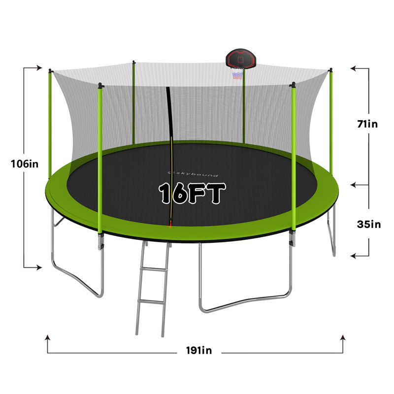 Trampoline de cour arrière 16 'avec enceinte sécuritaire