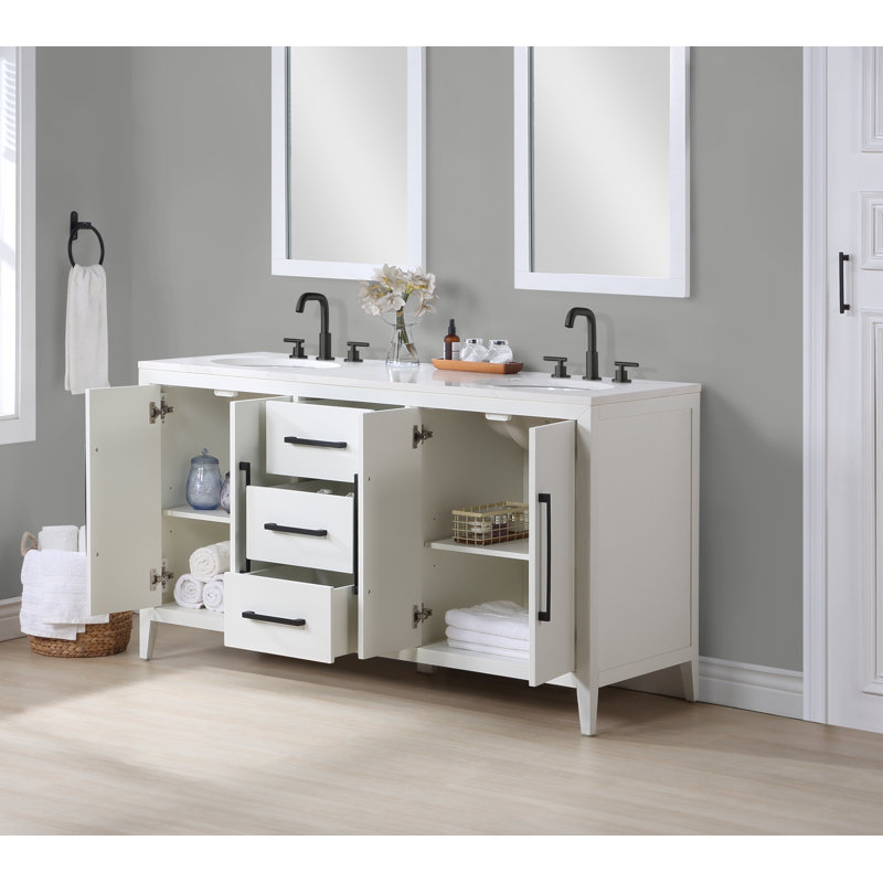 Alsup 60" Double Bathroom Vanity Set, White