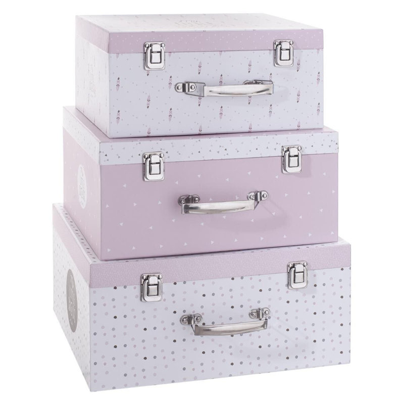 White & Pink Children's Chests, Set Of 3