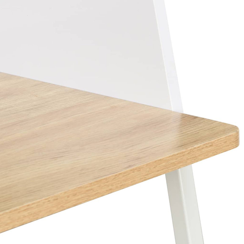 Abie Iron Writing Desk, White, Oak