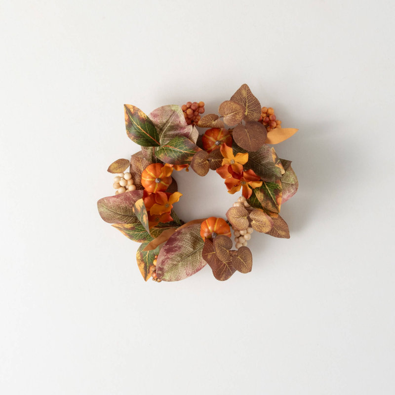 11" Artificial Floral Berry Pumpkin Fall Accent Ring, Multicolor