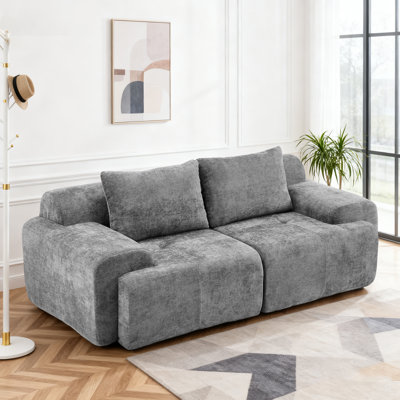 Fauteuil modulaire désossé Walmsley avec revêtement en chenille, canapé en nuage pour le salon, causeuse reconfigurable à assise profonde, sans assemblage requis, gris