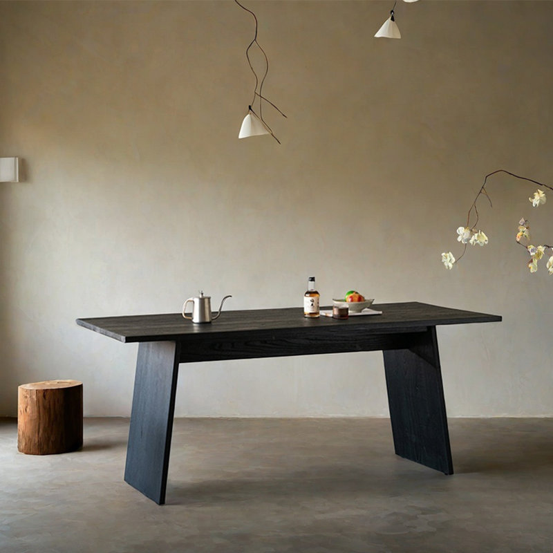 Table de salle à manger rétro en orme, Noir, noir, noir, noir, H 29,52 po x L 78,74 po x l 35,43 po
