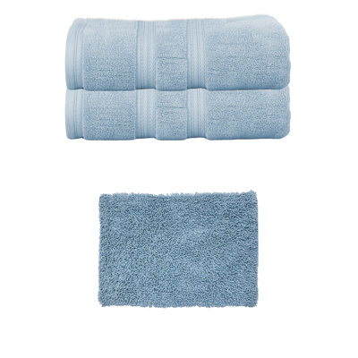 Ensemble de serviettes 6 pièces 100% coton et 1 tapis de bain 17 x 24 "Fantasia Collection, (ensemble de 7)