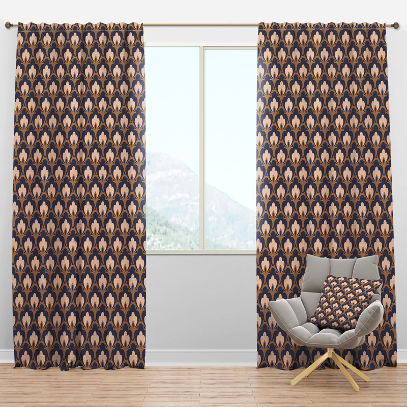 Panneau de rideau simple semi-diaphane avec passe-tringle Mid-Century, l 52 po x L 63 po