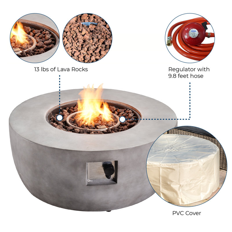 17 Stories Kullan Concrete Propane Fire Pit & Reviews | Wayfair