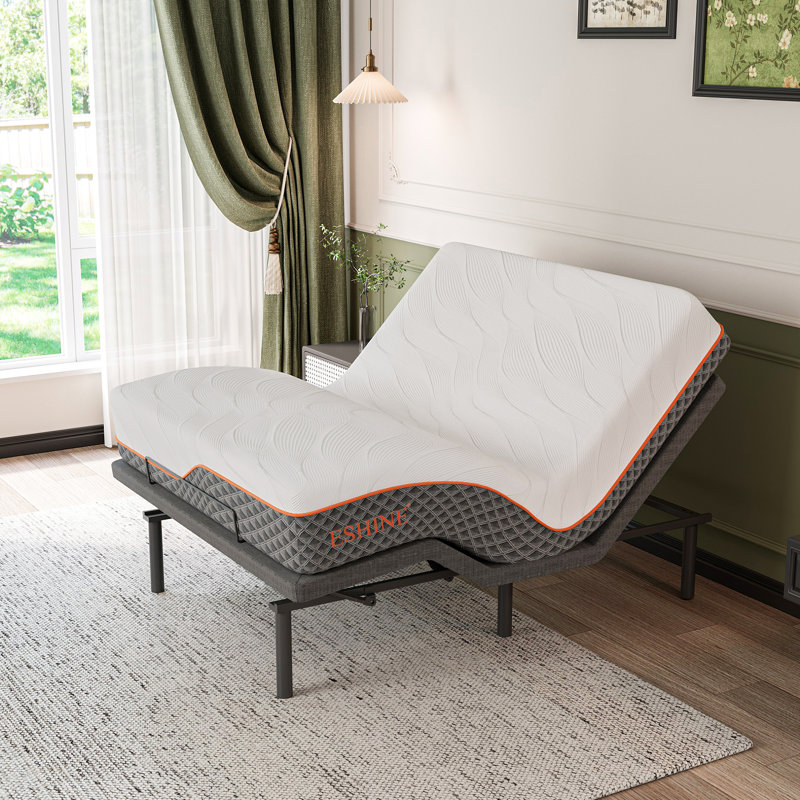 Lit réglable avec matelas hybride de 12 po, massage, télécommande sans fil, contrôle des applications, gravité zéro, éclairage sous le lit, ports USB et de type C des deux côtés