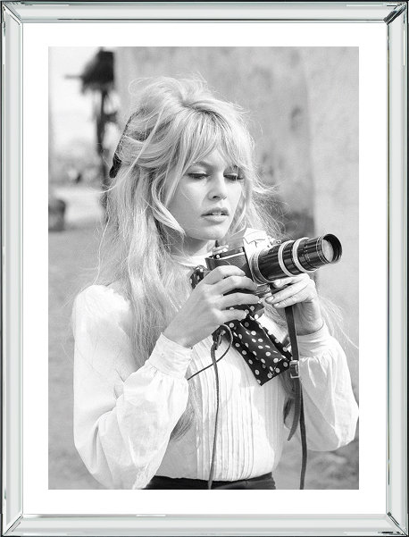 Brigitte Bardot Holding Her Camera - Print on Wood