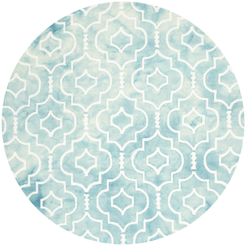 Dip Dye Hand Tufted Wool Geometric Rug, Round 7'