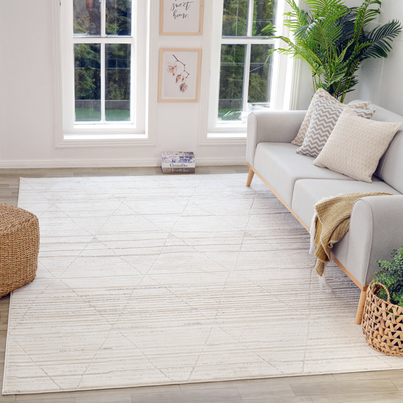 Tapis paillasson d'intérieur moderne beige crème., Rectangle 5 pi 3 po x 7 pi 7 po