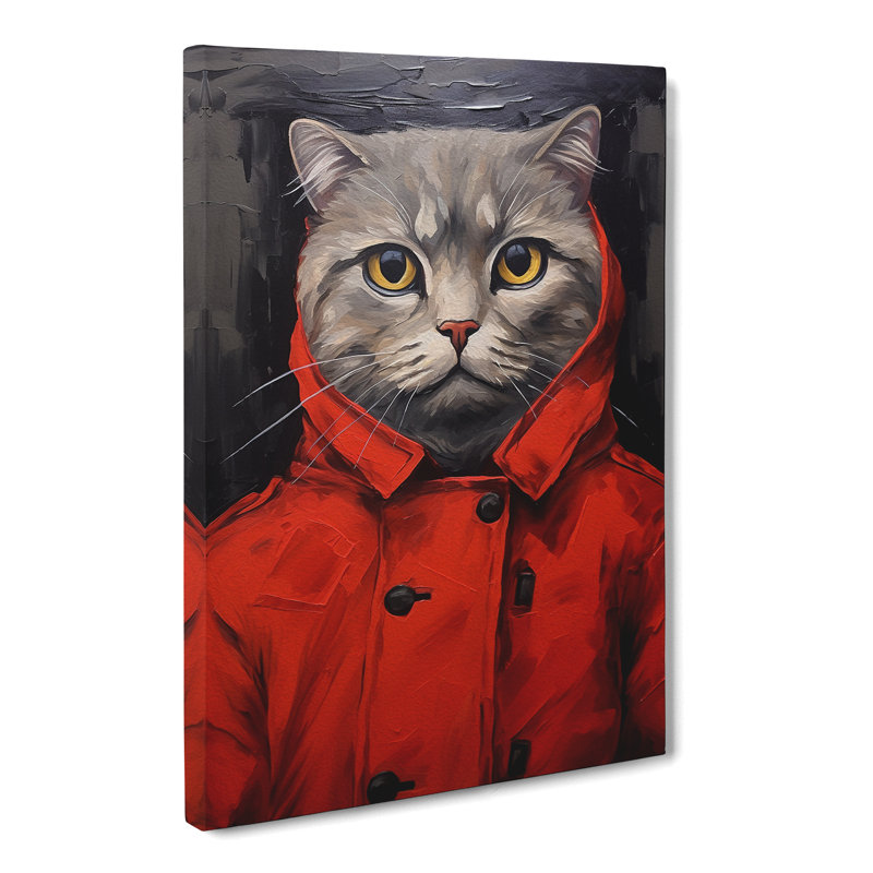 Cat Neo-Plasticism - Wrapped Canvas Print, 76cm H x 50cm W x 3cm D