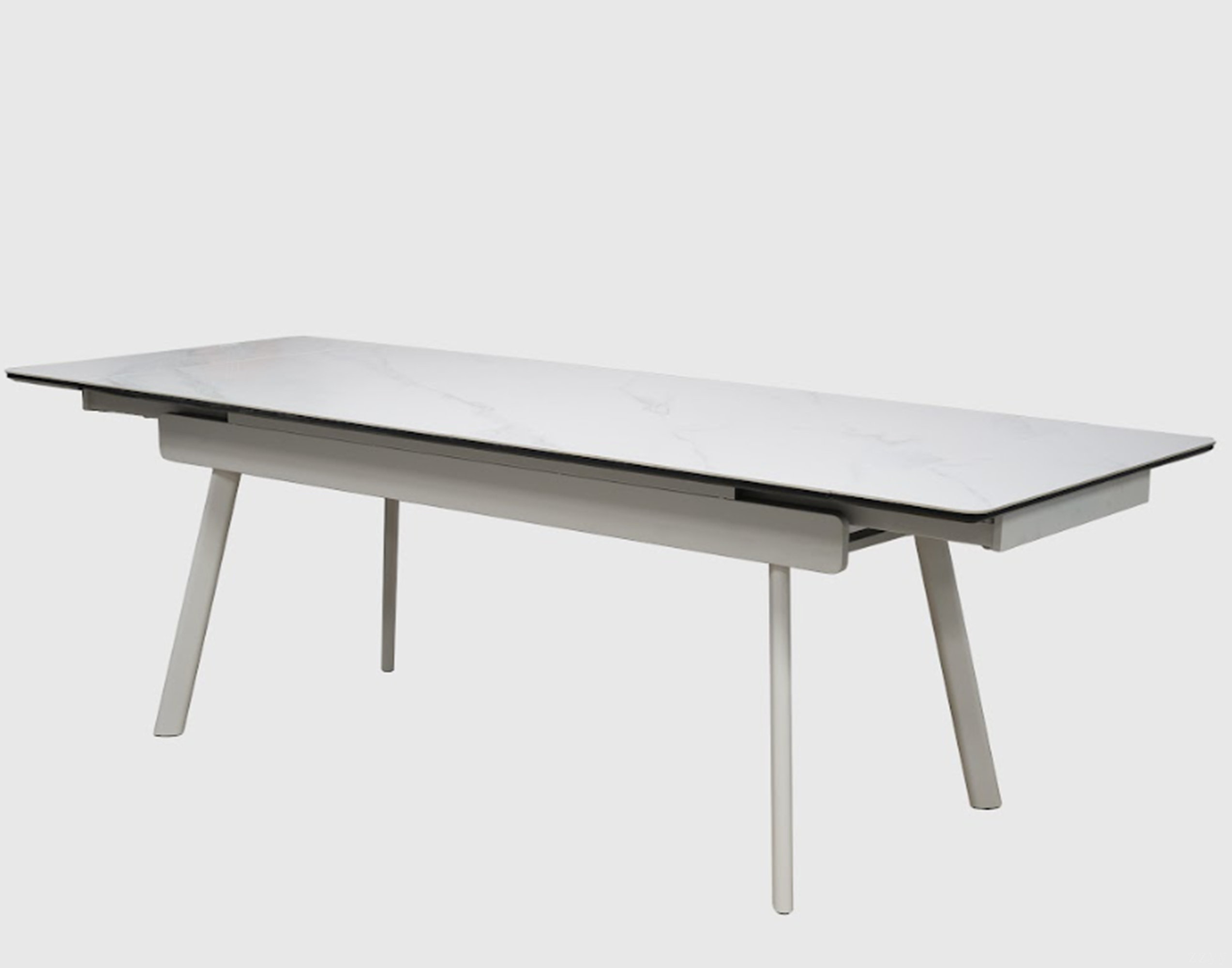 Ivy Bronx Extendable White Sintered Stone Dining Table - Stainless ...