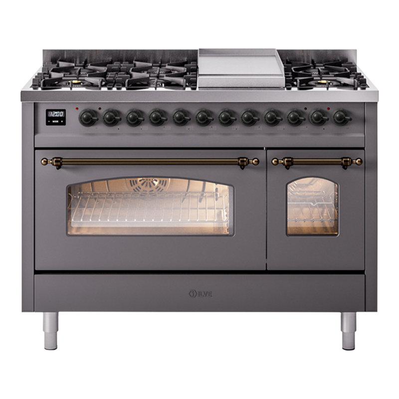 ILVE Nostalgie II 48 Dual Fuel Range , Graphite Matte/Bronze, Natural Gas