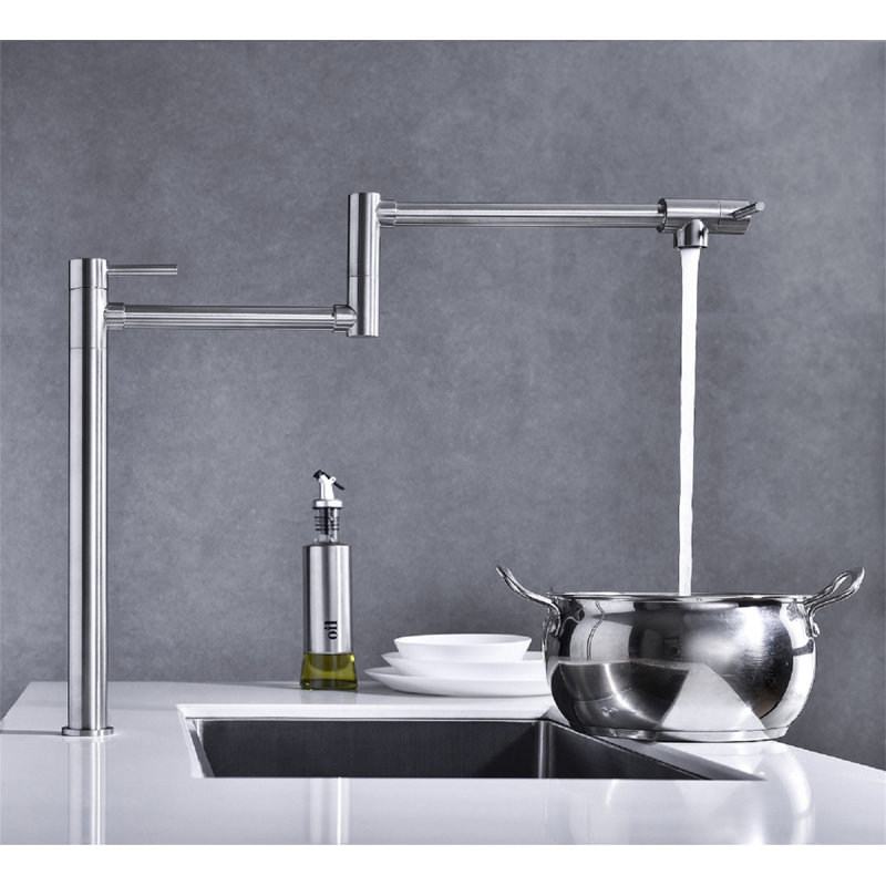 Robinet remplisseur de pot avec tige d'extension, Nickel brossé