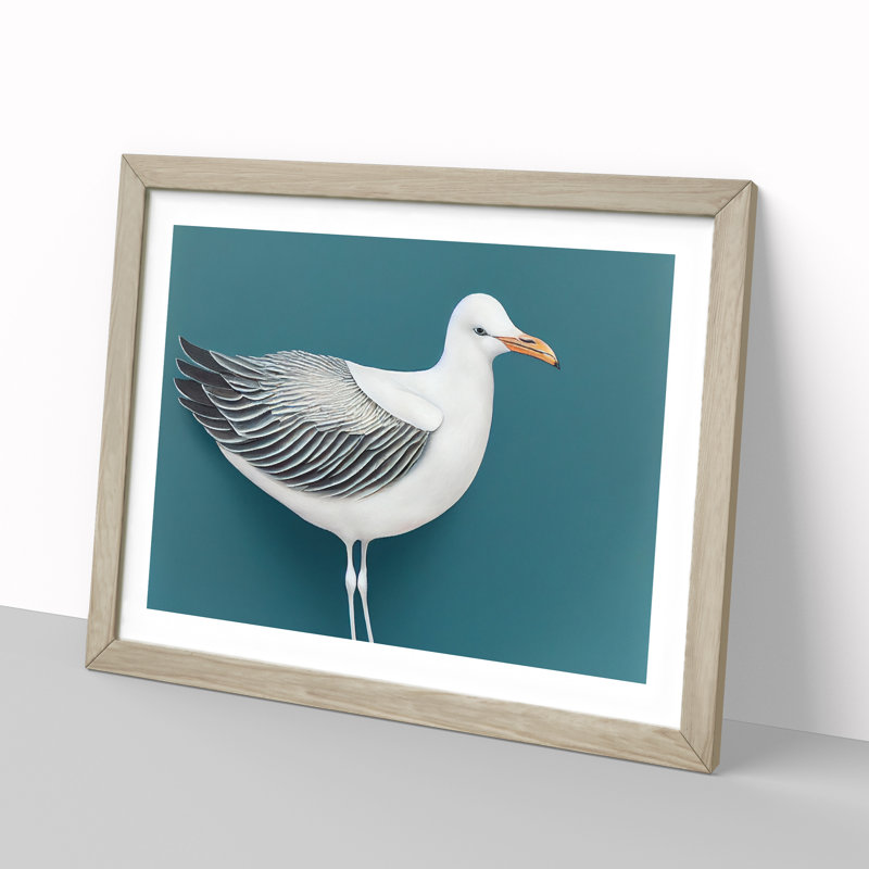 Seagull Portrait Vol.1 - Single Picture Frame Painting, 46cm H x 64cm W x 2cm D, Oak 