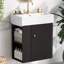 Armoire de salle de bain flottante noire - lavabo en céramique de 21,6 po, rangement à gauche, meuble-lavabo moderne 21,6 po avec lavabo-1814137876