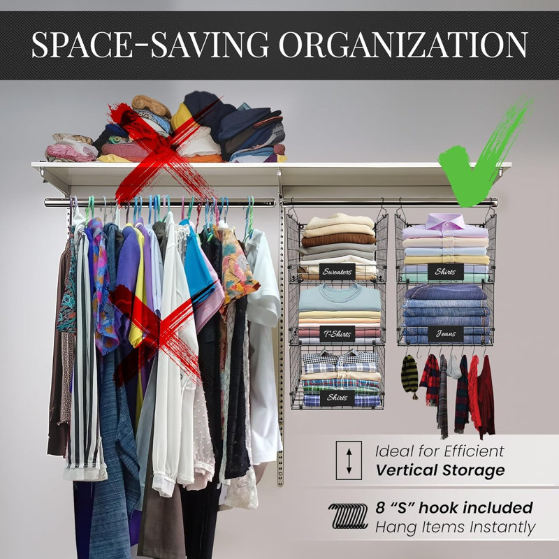 5-Tier Adjustable Hanging Closet Organizer,Black