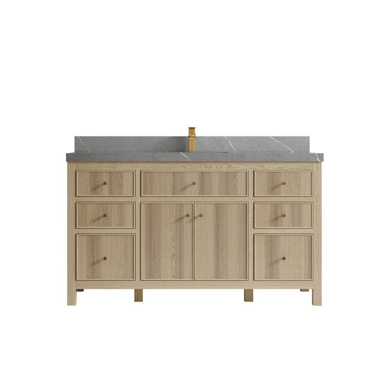 Ensemble de meuble-lavabo simple 36 po, Blanc, Naturel, 42"