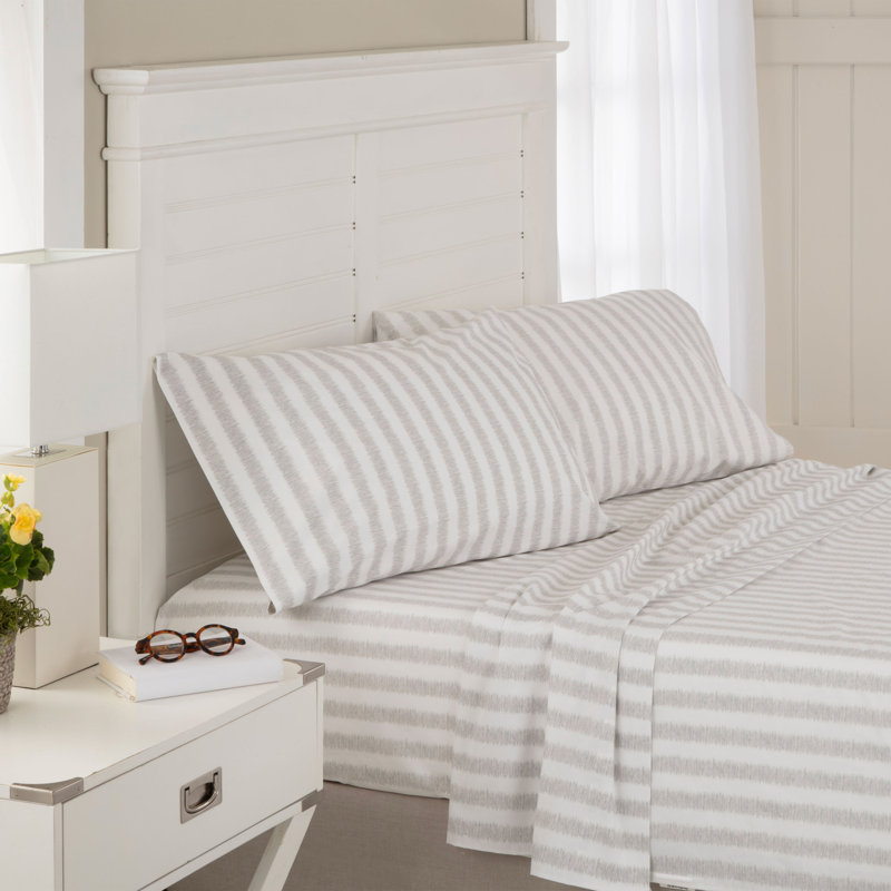 Southern Tide Whisper Stripe Gray Sheet Set, Twin Sheet Set with 1 Pillowcase