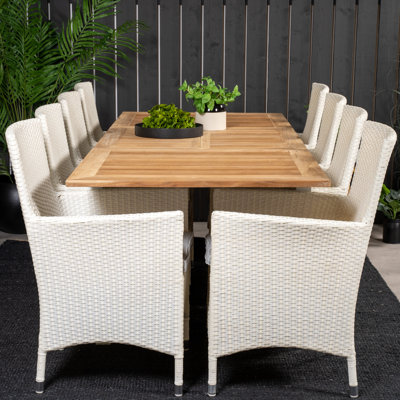 Navya 8 - Person Patio Dining Set with Extendable Rectangular Table , Cushions Included