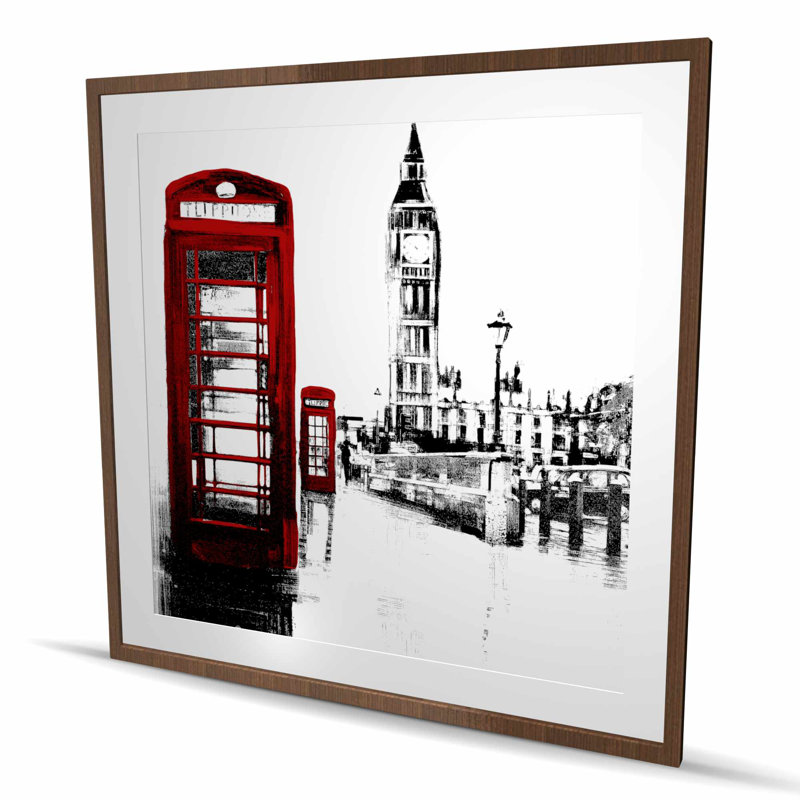 Cabine téléphonique et imprimé Big Ben London - décor de salon