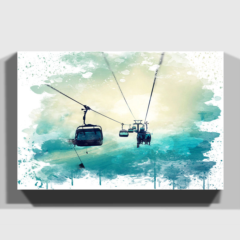 Ski Lift Skiing Snowboarding - Wall Art, 40cm H x 60cm W, Wrapped Canvas