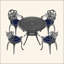 Table de salle à manger de patio en aluminium coulé 35,43 pouces avec structure noire et trou pour parasol