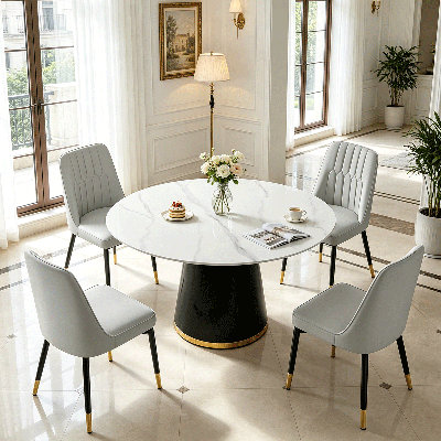 Marble Look Dining Room Table Set With Chairs – Elegant, Durable, Easy To Maintain
