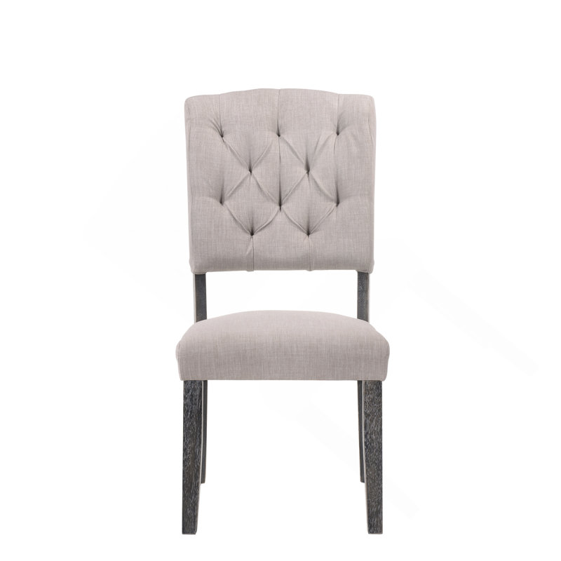 Ensemble de 2 chaises d'appoint en lin beige et chêne gris patiné Bernard, Gris