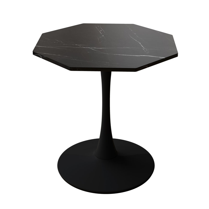 Marios Faux Wood Hexagonal Coffee, Black, Black Marble, 28.7" H x 31.5" W x 29.1" D