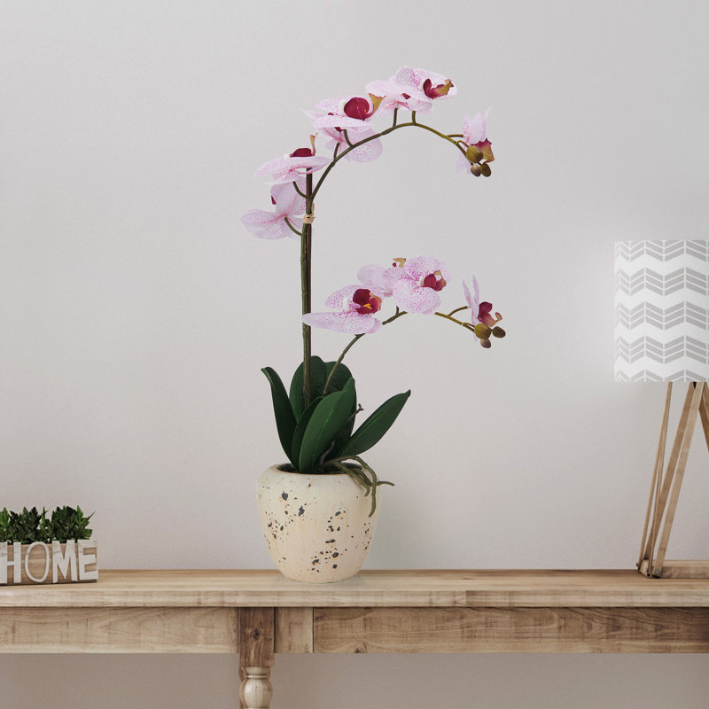 22 in. Realistic Artificial Orchid with Decorative Pot