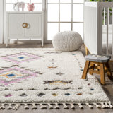 Higginson Diamond Shag Performance Ivory Rug