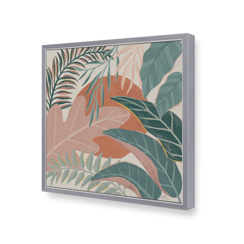 Feuilles tropicales I, H 21,75 po x l 21,75 po, Encadrement ouvert, chrome poli