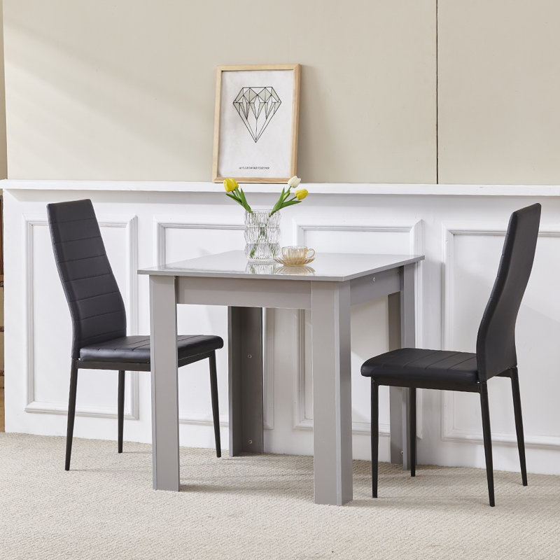 Dining Set, Black Leather Line Chairs#2