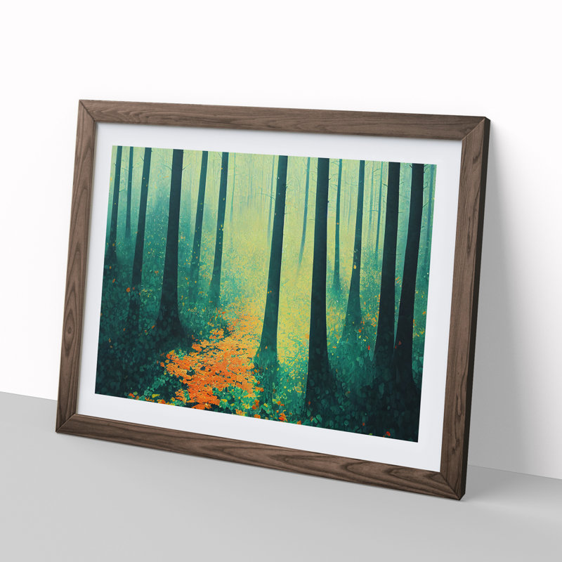 Summer Forest Path Vol.2 - Single Picture Frame Print, 46cm H x 64cm W x 2cm D, Walnut Framed