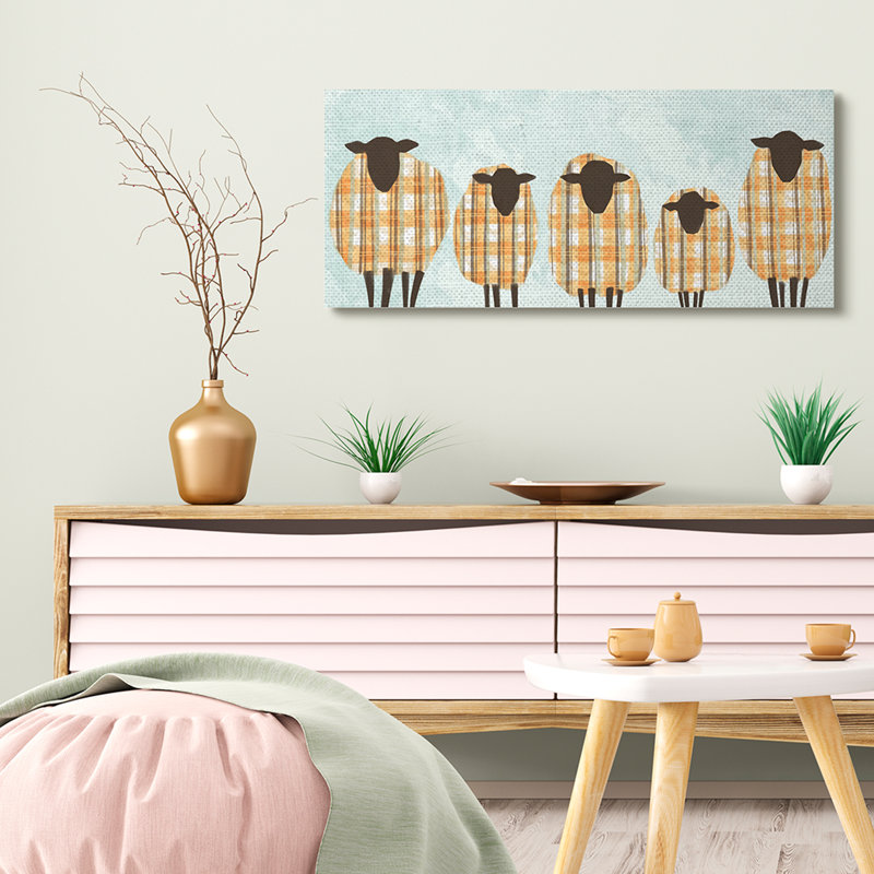 «Sheep Herd Plaid Swillers» par Ziwei Li - Impression sur toile, Toile tendue, H 17 po x l 40 po