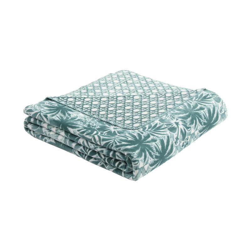 Couverture ultra douce Tommy Bahama Lanikai Fronds, Très grand lit, Bleu / blanc