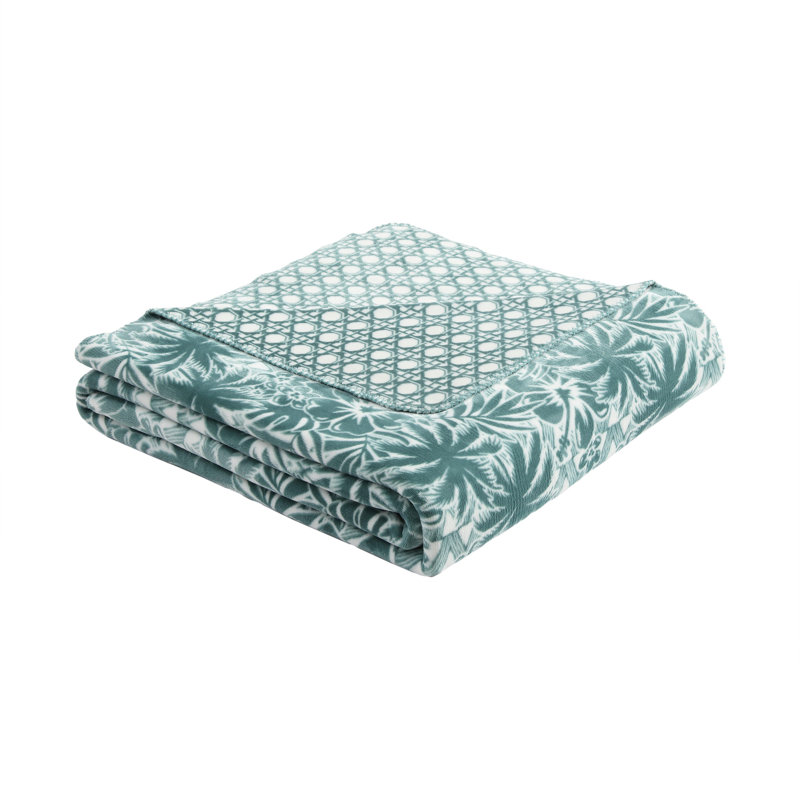 Lanikai Fronds Blanket, King, Blue/White