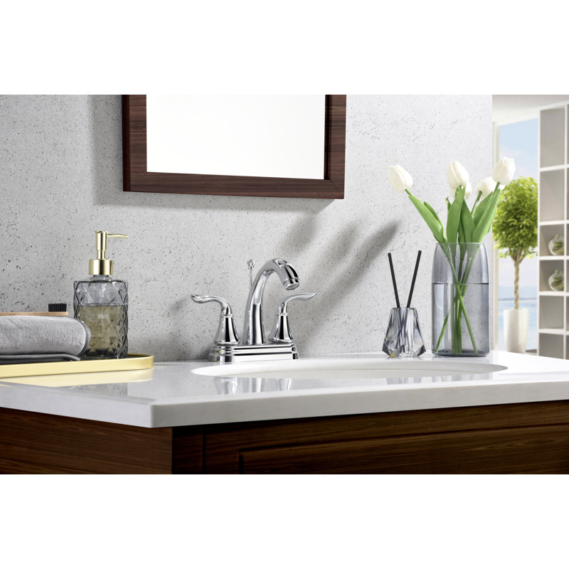 Kree Arc Double Handle Centerset Lavatory Bathroom Sink Faucet with Drain Assembly  - Chrome Polished, Chrome Polished