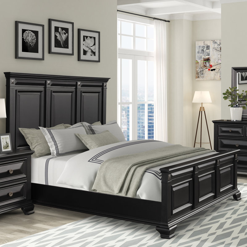 Samuelsson Solid Wood Standard Bed, King, Vintage Black