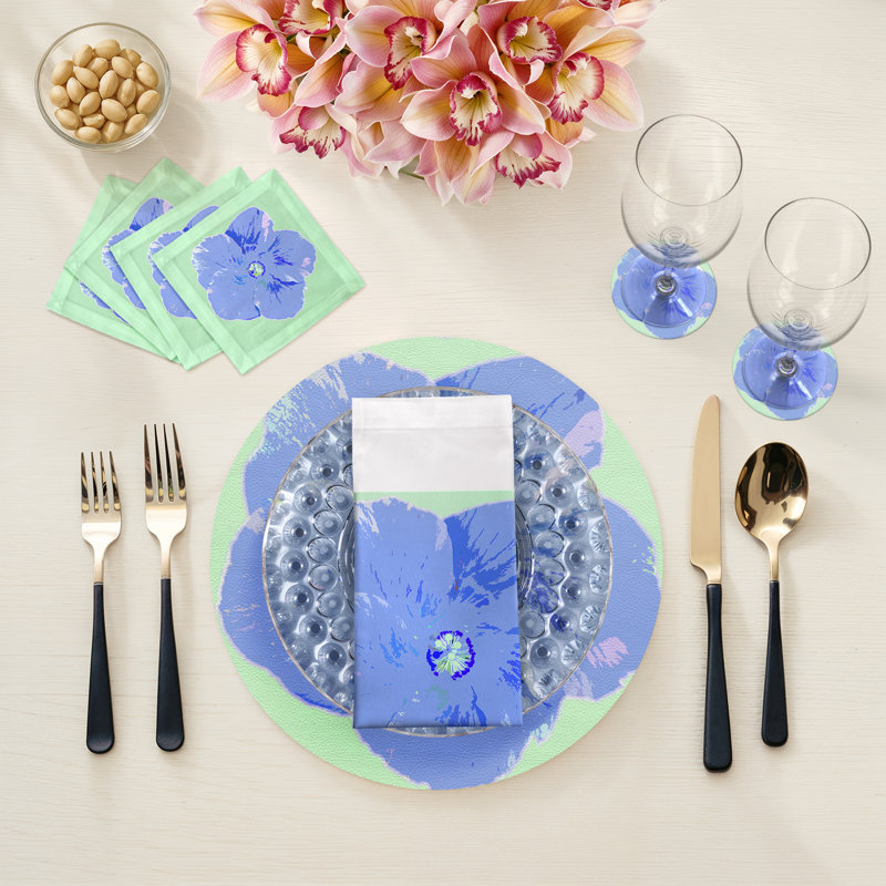 Sous-verres ronds en cuir Hibiscus, Clématite
