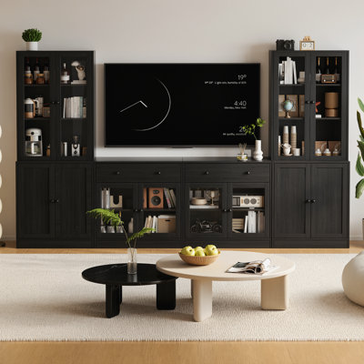 110" Wide Media Center With Bookcases – TV Stand For Tvs Up To 70"