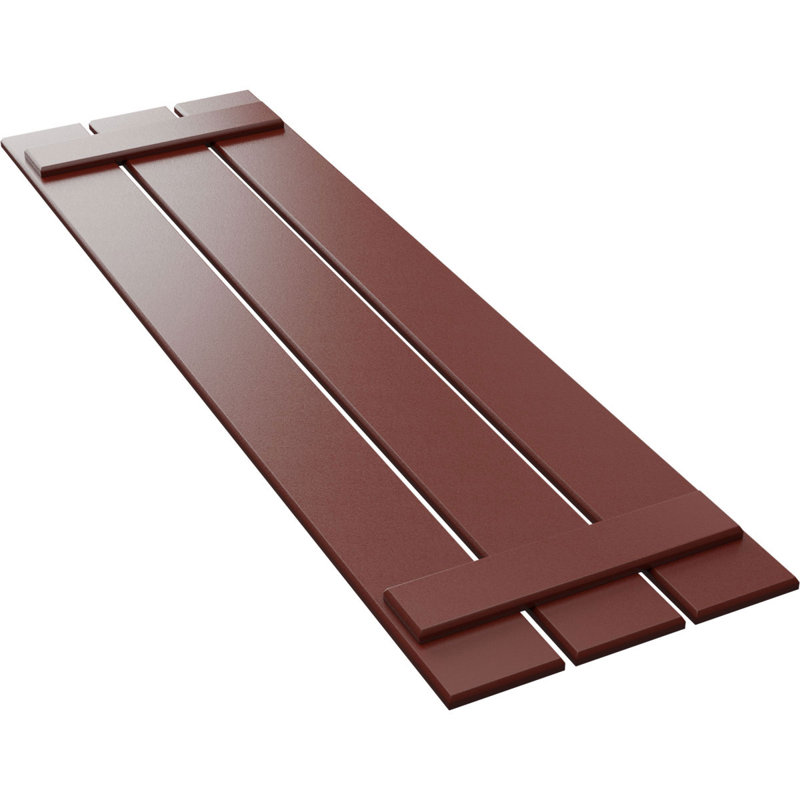 Volets en PVC True Fit à trois planches espacées, Poivre rouge, H 36 po x l 17,125 po x P 0,625 po
